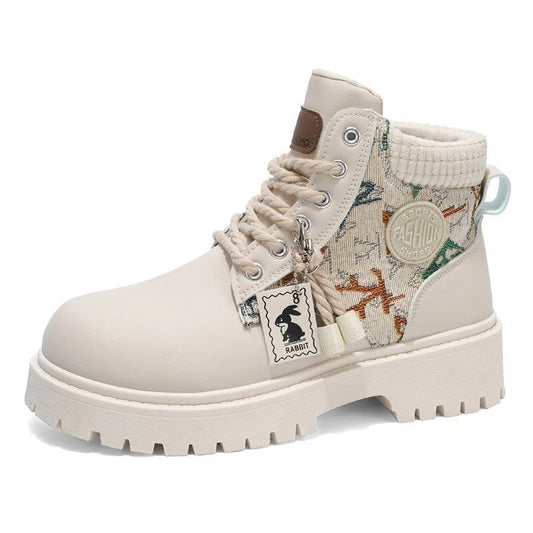 David Rugged Knit Collar Ankle Boot
