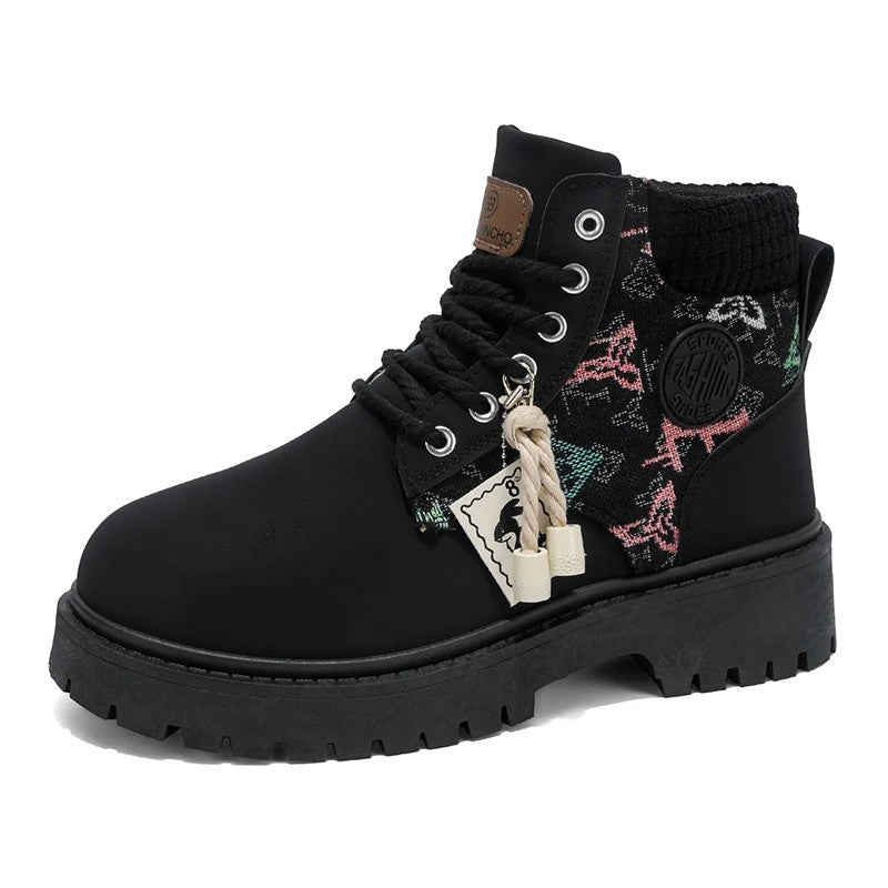 David Rugged Knit Collar Ankle Boot