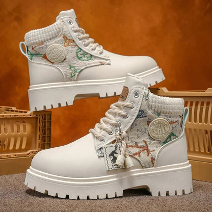 David Rugged Knit Collar Ankle Boot