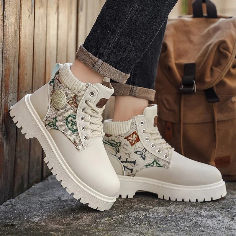 David Rugged Knit Collar Ankle Boot