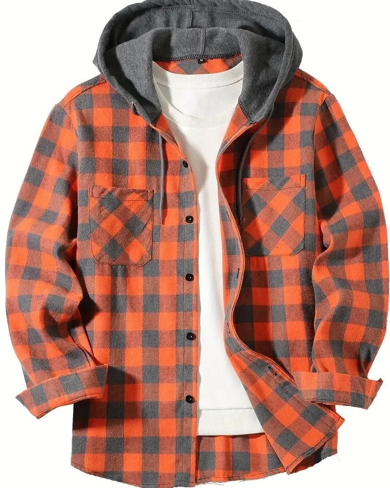 Davrin Hooded Plaid Flannel Shirt Jacket