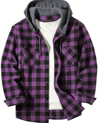 Davrin Hooded Plaid Flannel Shirt Jacket