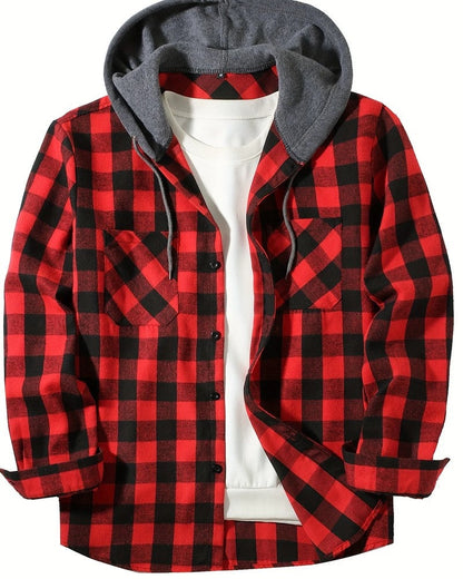 Davrin Hooded Plaid Flannel Shirt Jacket