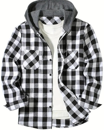 Davrin Hooded Plaid Flannel Shirt Jacket