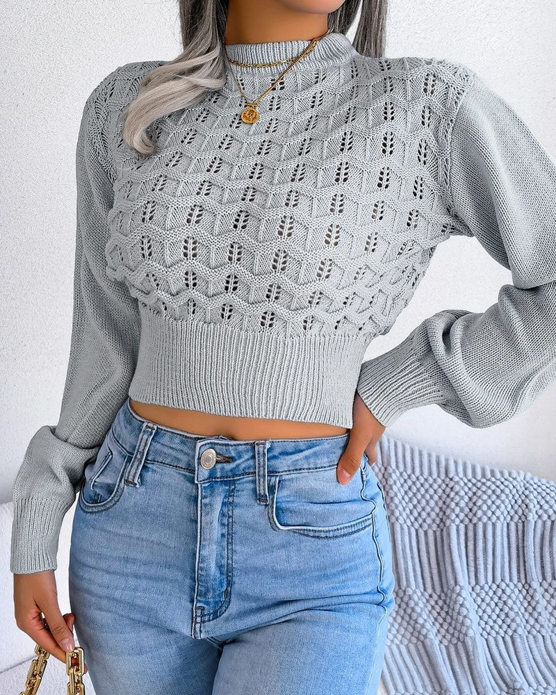 Diana Women's Pointelle Knit Cropped Sweater