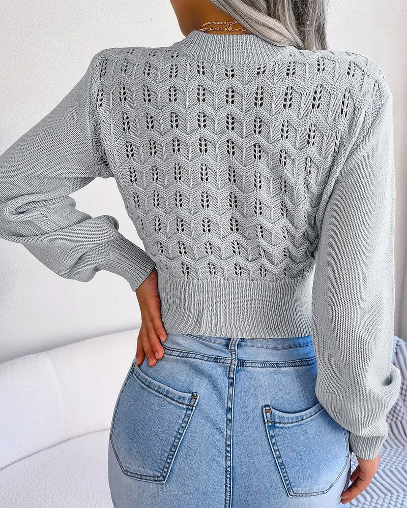 Diana Women's Pointelle Knit Cropped Sweater