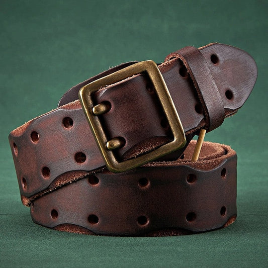 Distressed Perforated Leather Belt
