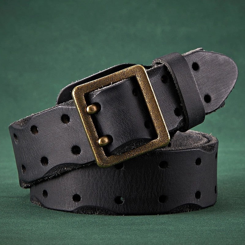 Distressed Perforated Leather Belt