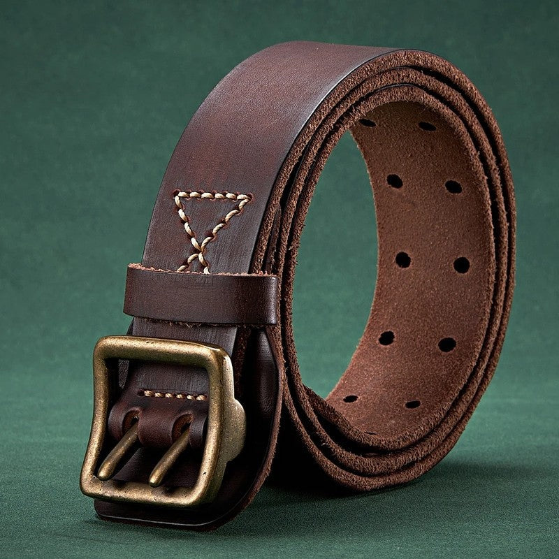 Distressed Perforated Leather Belt