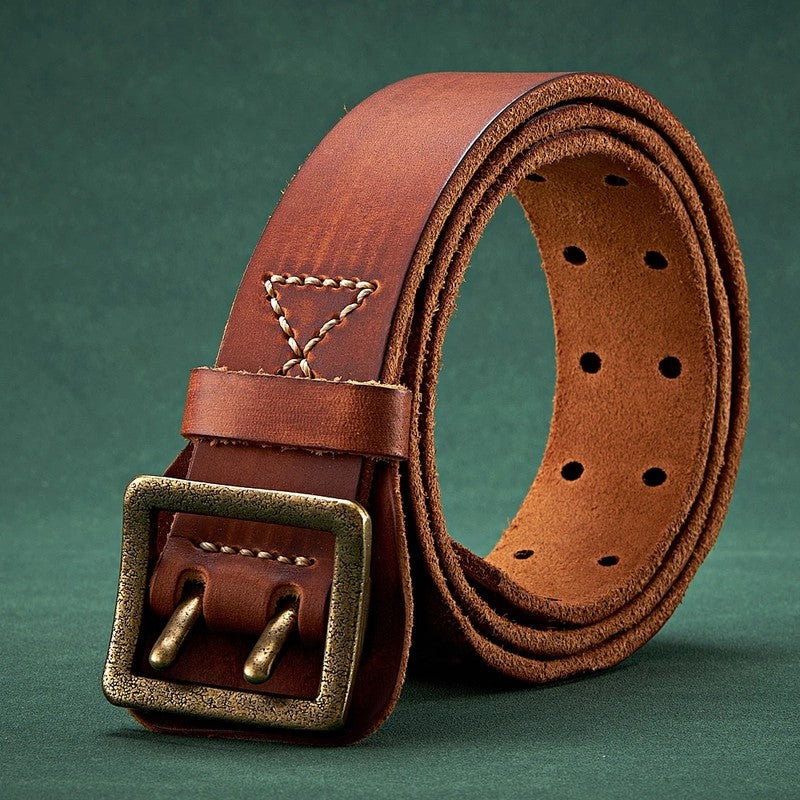 Distressed Perforated Leather Belt