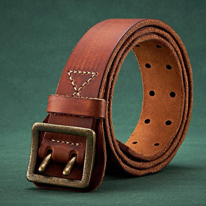 Distressed Perforated Leather Belt