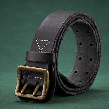 Distressed Perforated Leather Belt