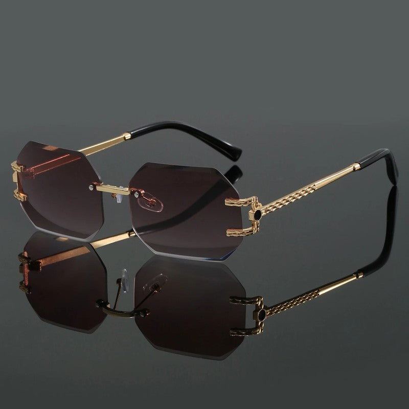 Dorell Geometric Rimless Metal Sunglasses