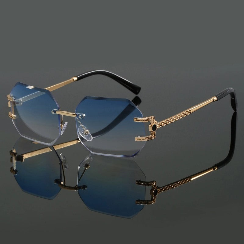 Dorell Geometric Rimless Metal Sunglasses