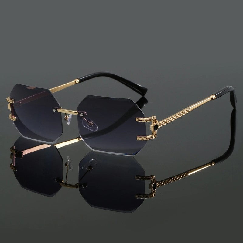Dorell Geometric Rimless Metal Sunglasses