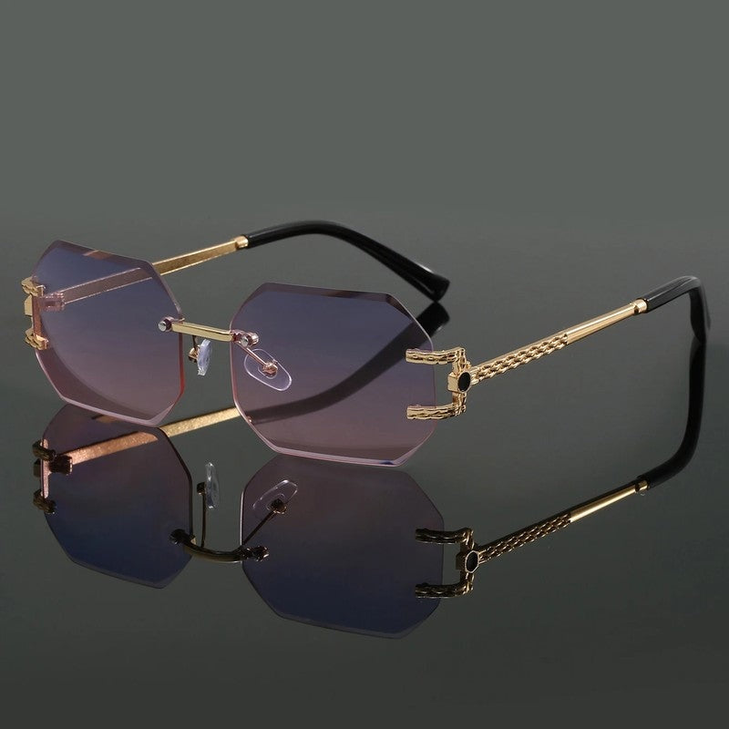 Dorell Geometric Rimless Metal Sunglasses