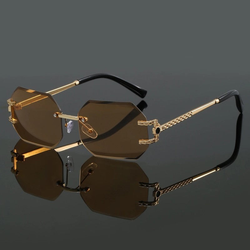 Dorell Geometric Rimless Metal Sunglasses