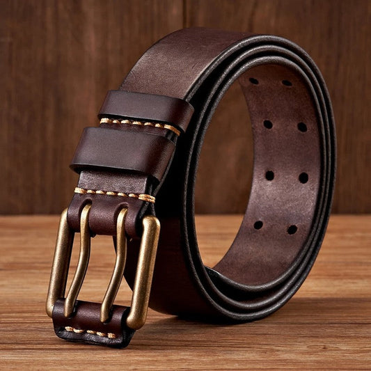 Double Prong Leather Dress Belt