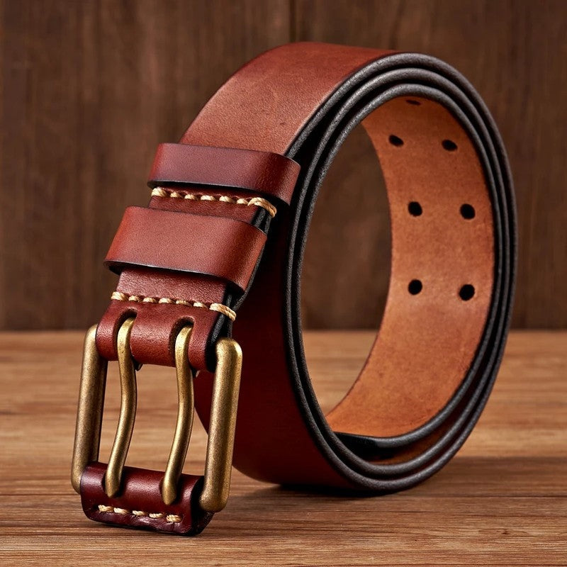 Double Prong Leather Dress Belt