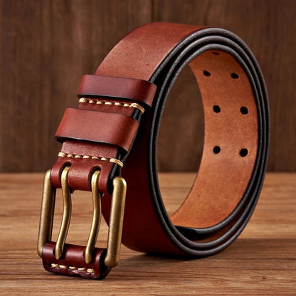 Double Prong Leather Dress Belt