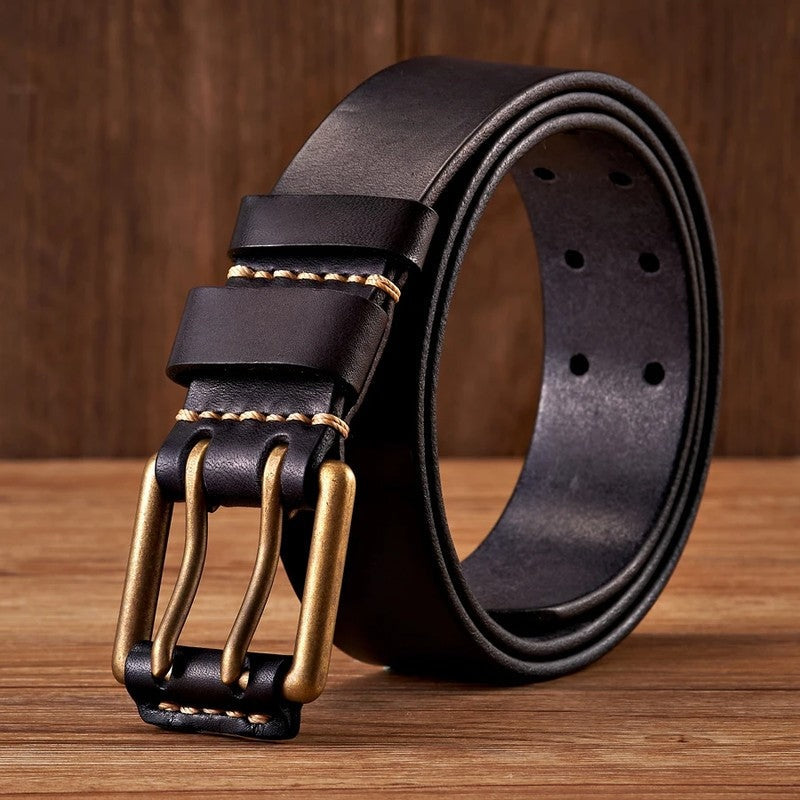 Double Prong Leather Dress Belt