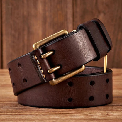 Double Prong Leather Dress Belt