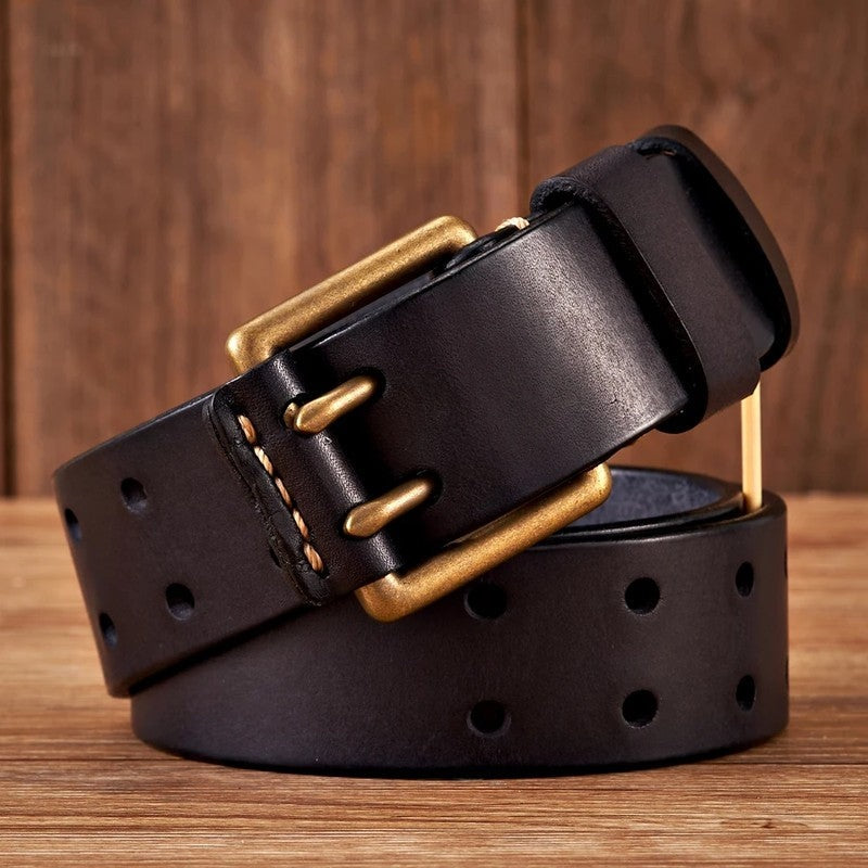 Double Prong Leather Dress Belt