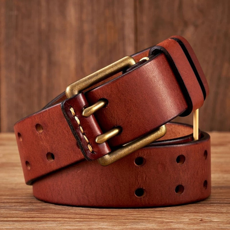 Double Prong Leather Dress Belt