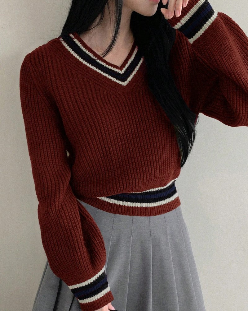 Eliane Varsity Stripe Ribbed Knit Sweater