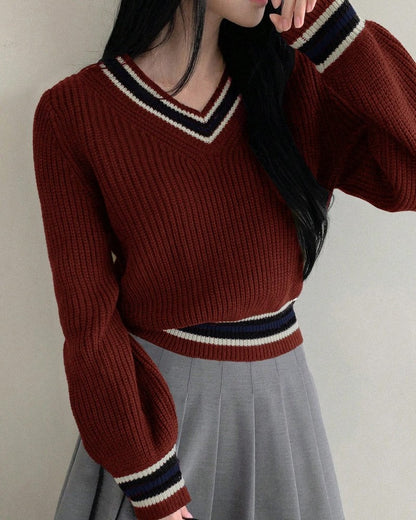 Eliane Varsity Stripe Ribbed Knit Sweater