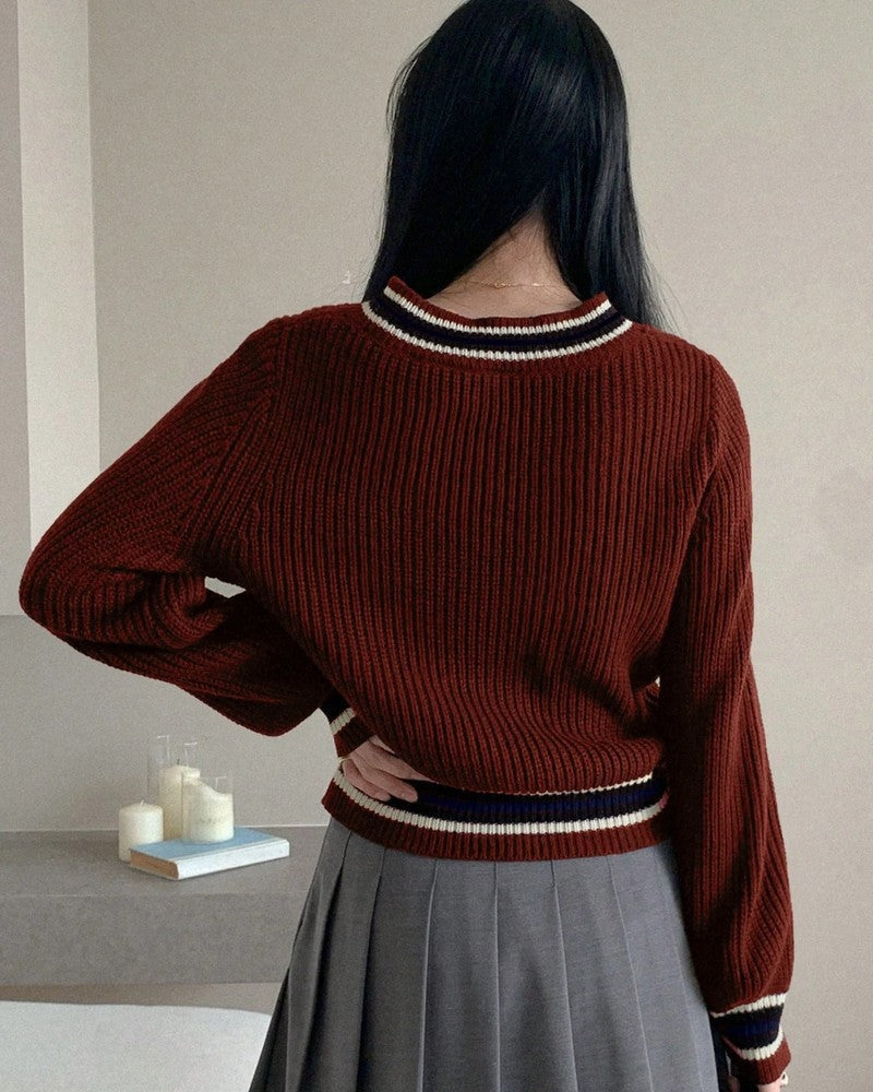 Eliane Varsity Stripe Ribbed Knit Sweater