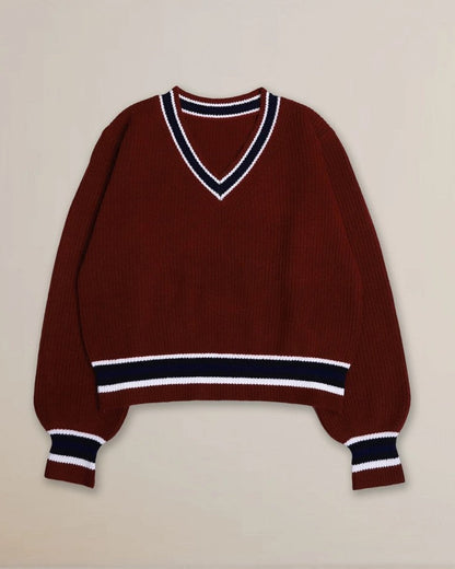 Eliane Varsity Stripe Ribbed Knit Sweater