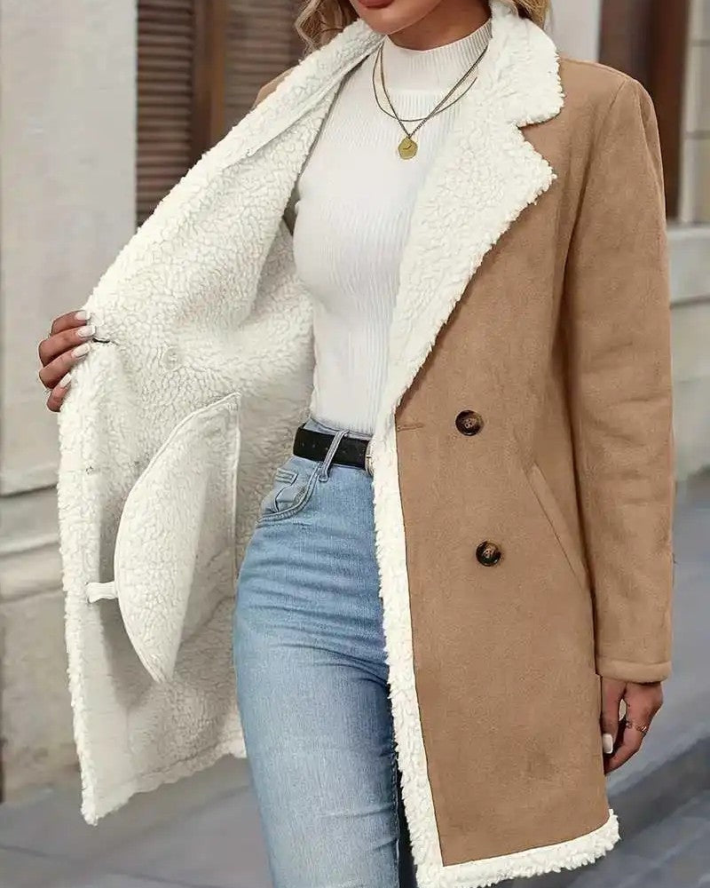 Elise Women's Shearling Lined Double-Breasted Coat
