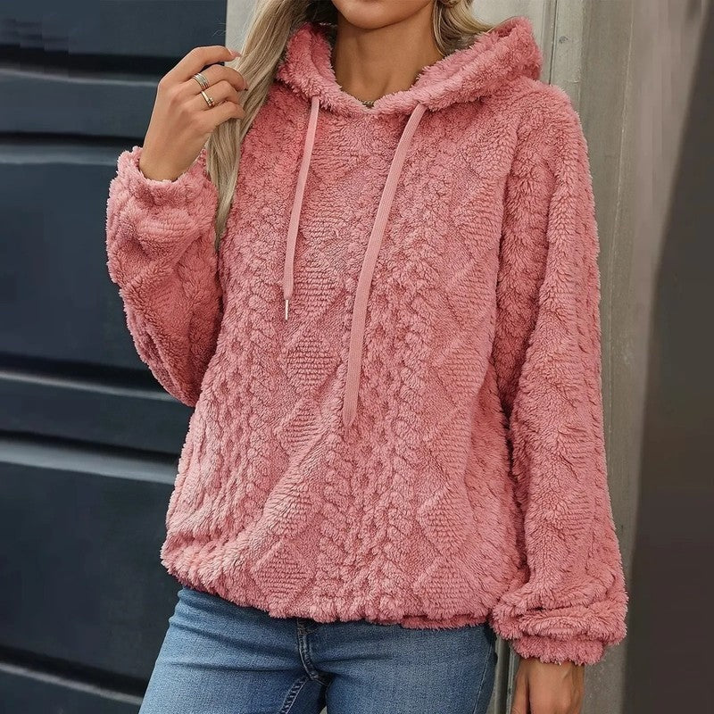 Elizabeth Women's Fuzzy Textured Hooded Pullover