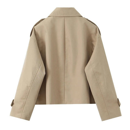 Eloria Cropped Double-Breasted Trench Jacket