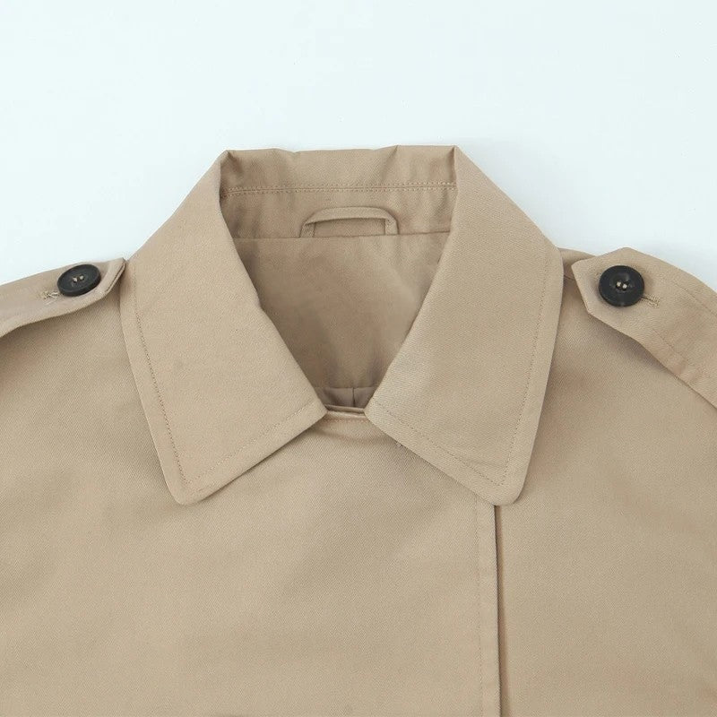 Eloria Cropped Double-Breasted Trench Jacket