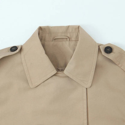 Eloria Cropped Double-Breasted Trench Jacket