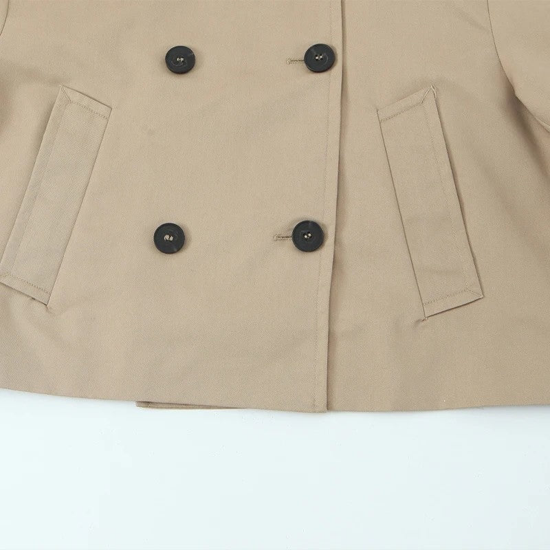 Eloria Cropped Double-Breasted Trench Jacket