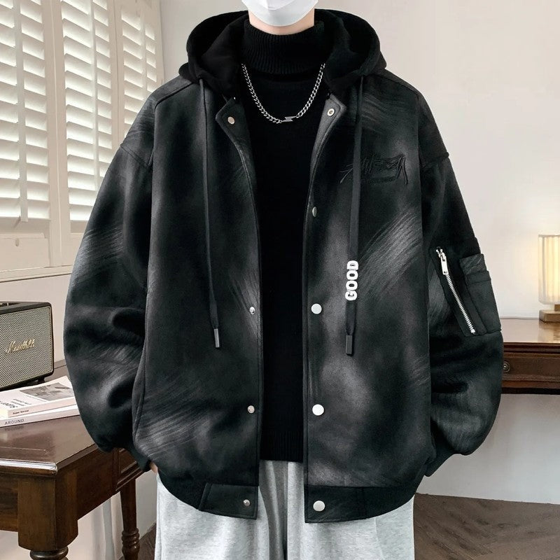 Elvyn Oversized Hooded Varsity Jacket