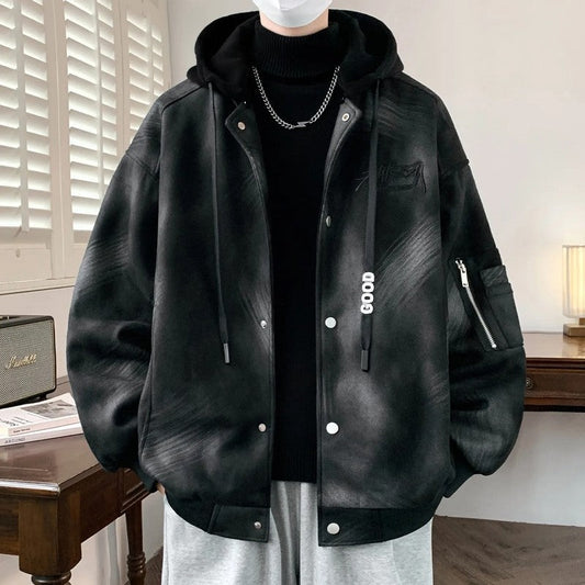 Elvyn Oversized Hooded Varsity Jacket