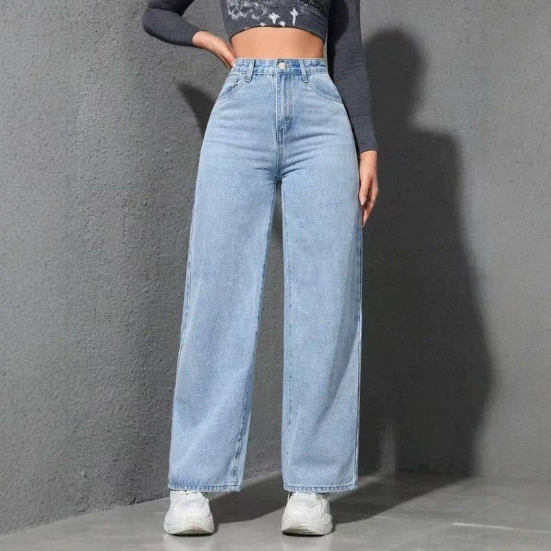 Elyska Relaxed High-Rise Wide-Leg Jeans