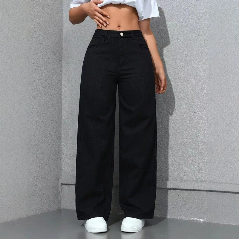 Elyska Relaxed High-Rise Wide-Leg Jeans