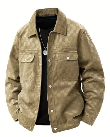 Erik Checkered Suede Button-Up Jacket