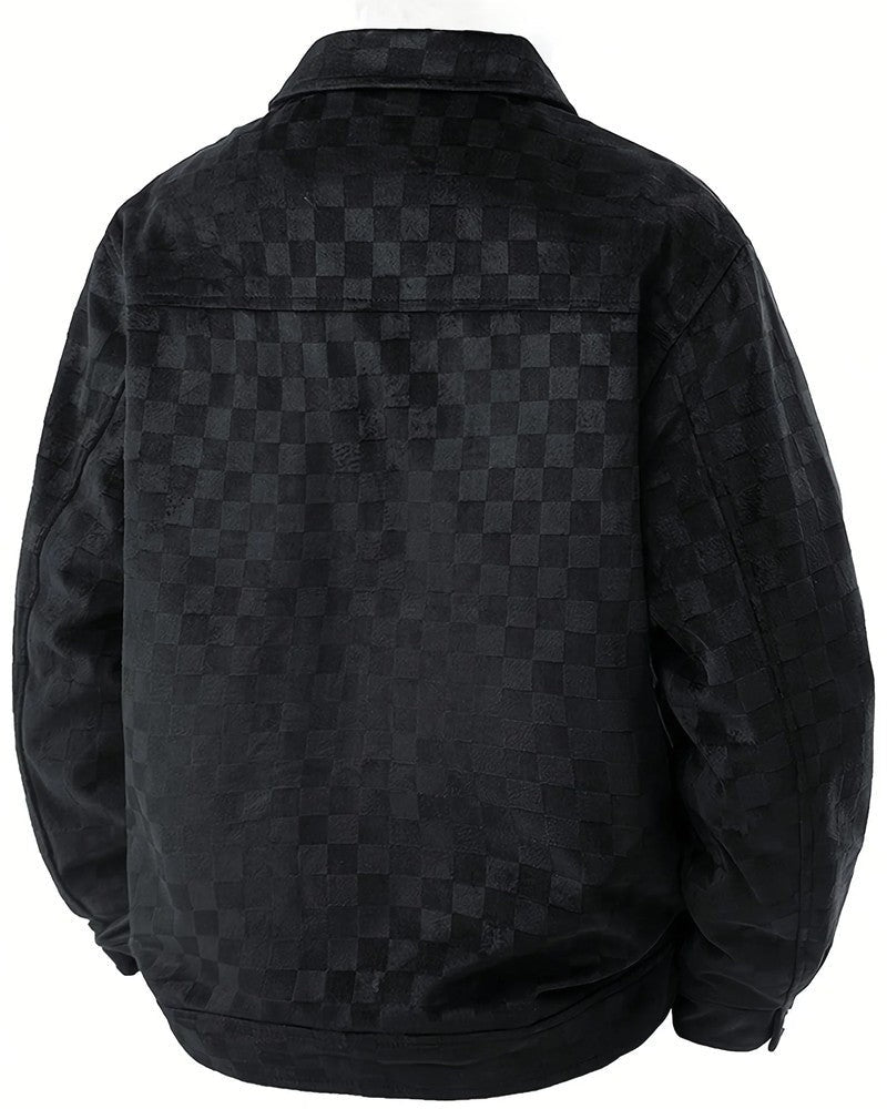 Erik Checkered Suede Button-Up Jacket