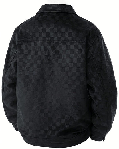 Erik Checkered Suede Button-Up Jacket