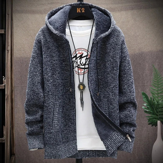 Ervane Fleece Lined Knit Zip Hoodie