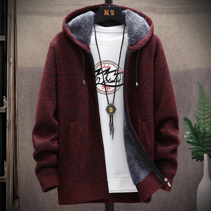 Ervane Fleece Lined Knit Zip Hoodie