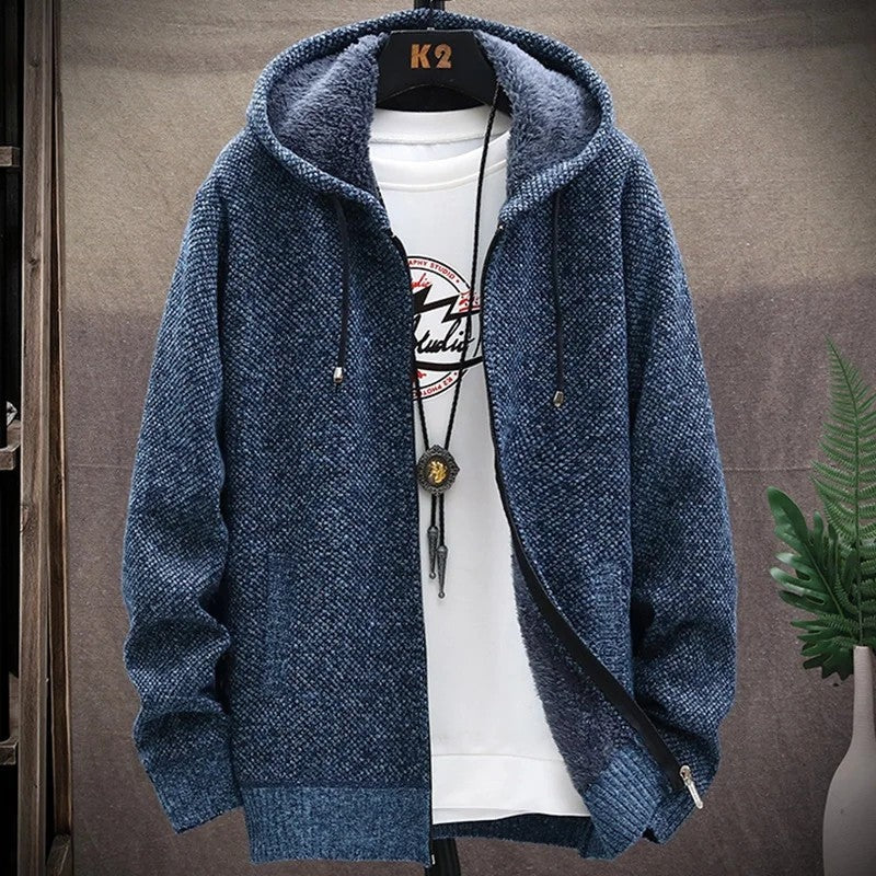 Ervane Fleece Lined Knit Zip Hoodie