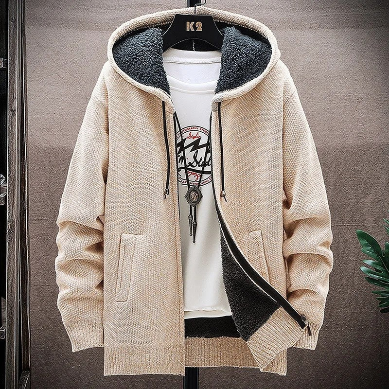 Ervane Fleece Lined Knit Zip Hoodie