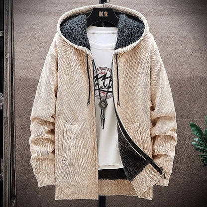 Ervane Fleece Lined Knit Zip Hoodie